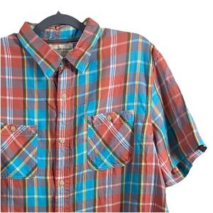 RALPH LAUREN Denim & Supply Plaid Short Sleeve Shirt Men Blue Red‎ SIZE XXL